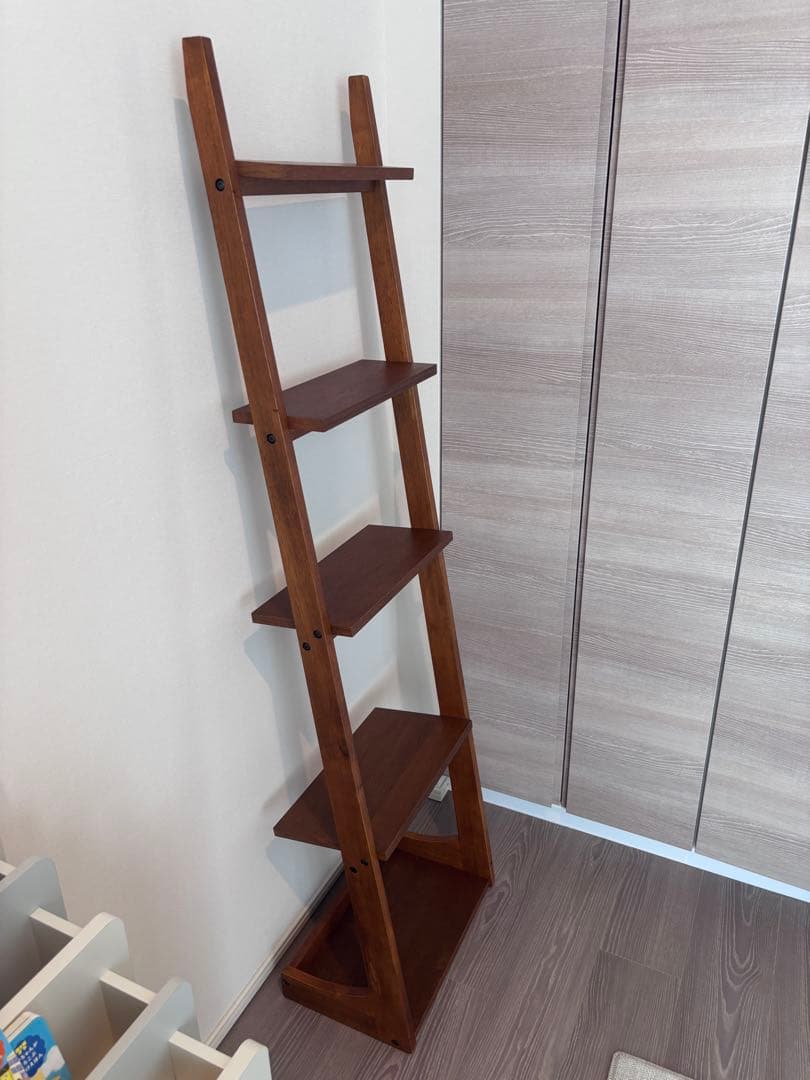 5段木製ラック ブラウン