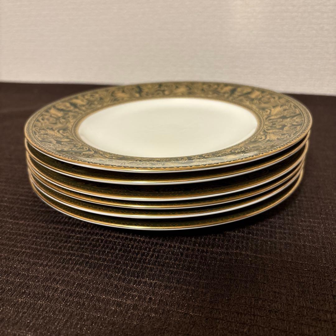 ウェッジウッド　フロレンティーン　グリーンゴールド　デザートプレート　20cm