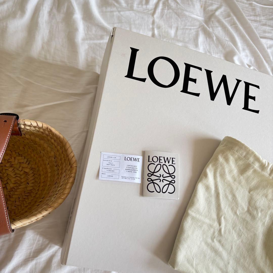 LOEWE かごバッグ ストロー レザースモール
