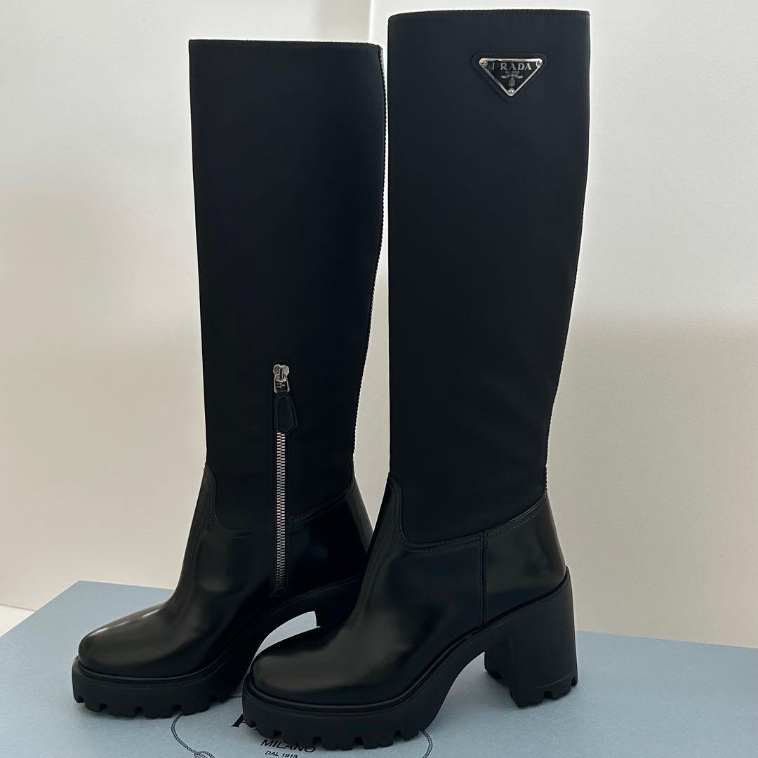 PRADA プラダ　ロゴレザー　Re-Nylon リナイロン　ブーツ　新品未使用