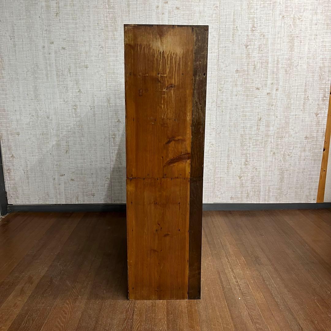 【アンティーク】時代家具 無垢材 茶箪笥 水屋箪笥 食器棚 二分割 古家具