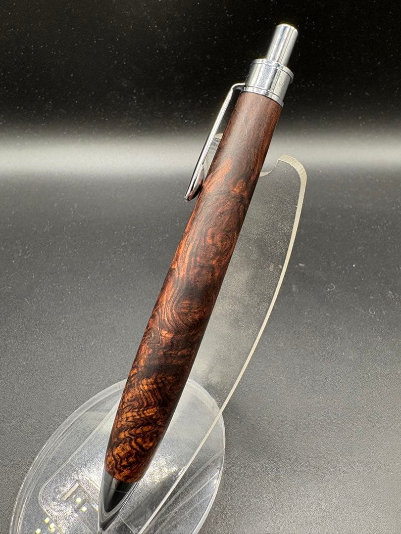 512極上　ホンジュラスローズウッド　瘤杢　木軸シャーペン　ボールペン