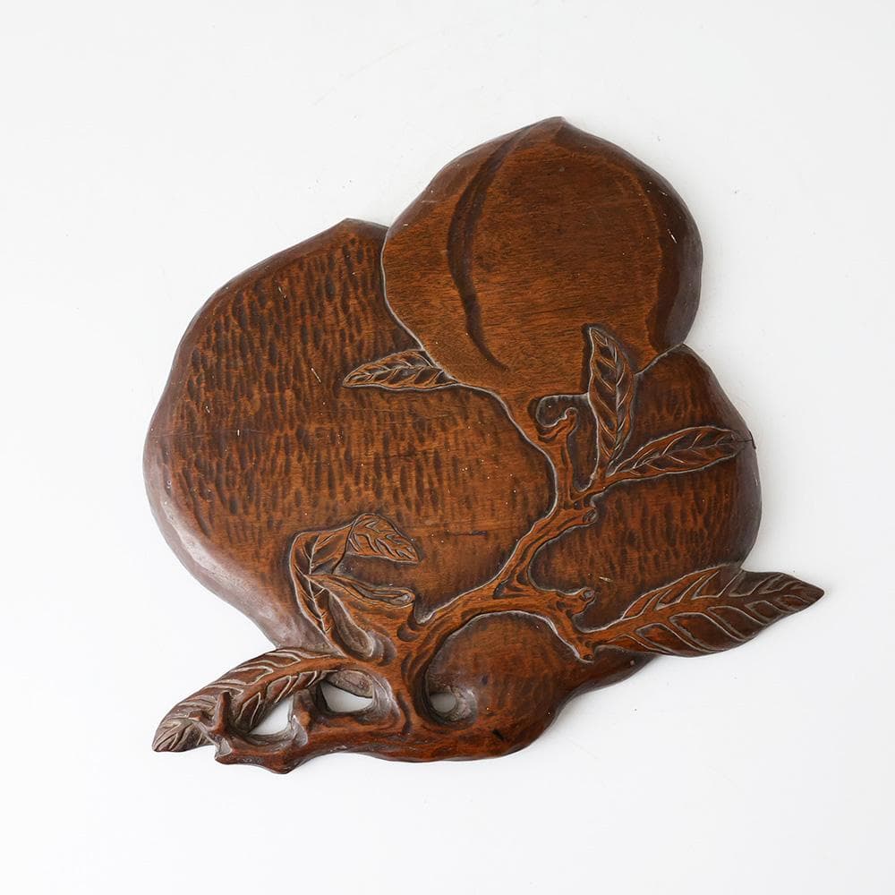 ★ CHI ★ 煎茶盆 時代唐物 木彫 葉盆 桃型葉盆 蝙蝠 煎茶道具