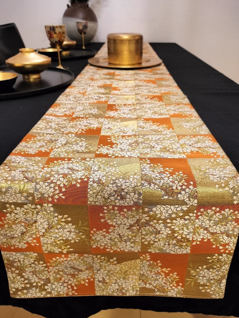 A668★逸品‼️豪華刺繍‼️ひな祭り‼️袋帯正絹テーブルランナー2m15cm