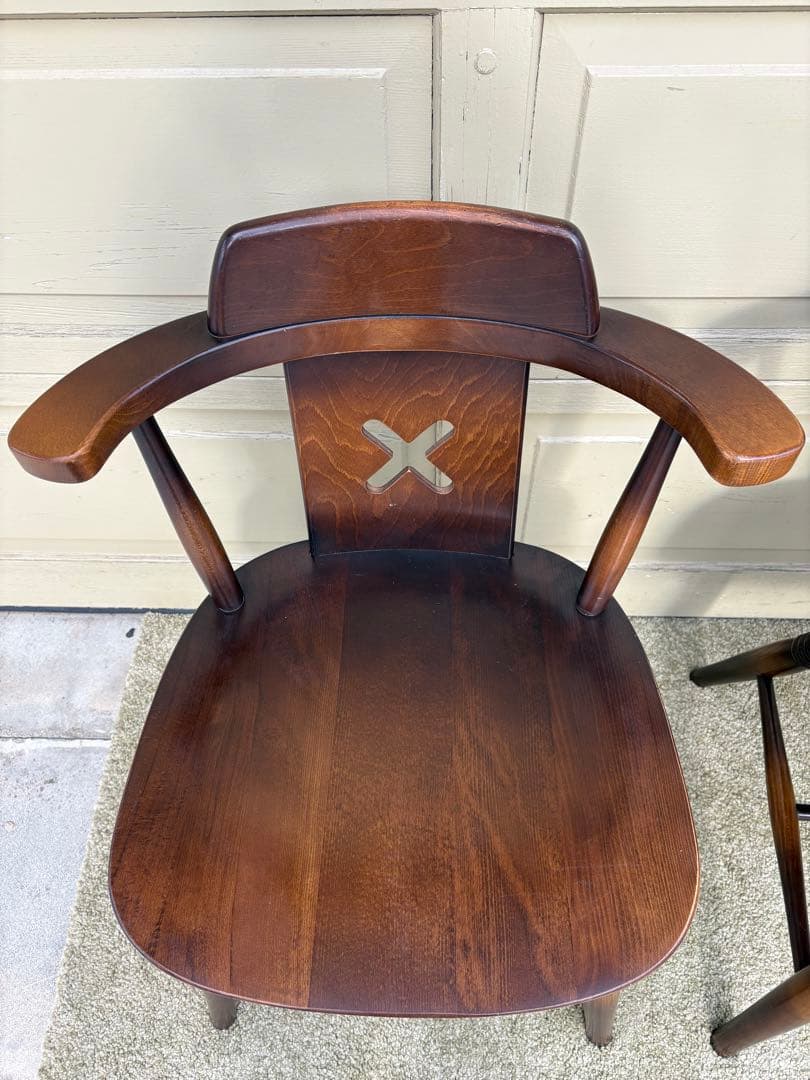 ①飛騨産業 キツツキ ダイニングチェア 2脚セット アームチェア