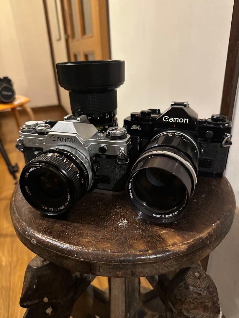 Canon A-1黒＋AE-1銀 レンズ3本付きセット