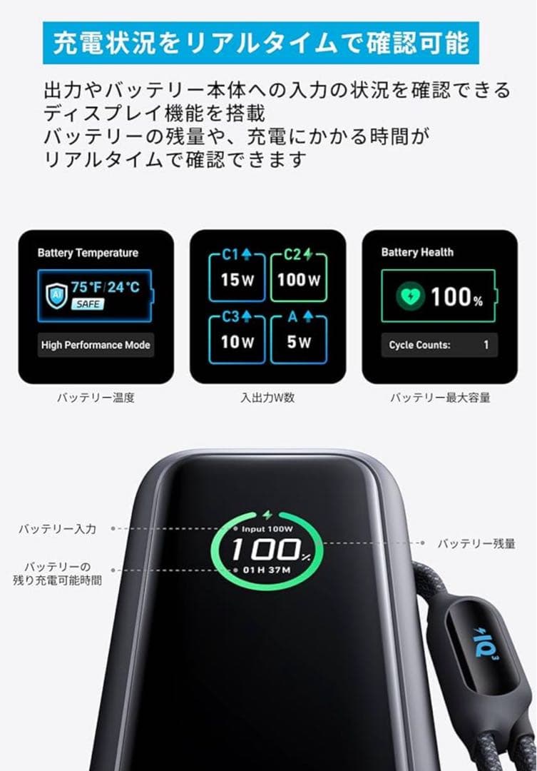 最大165W出力　ANKERモバイルバッテリー