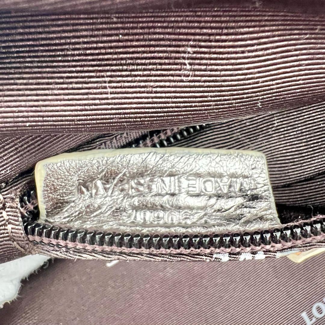 LOEWE　ハンドバック　本革　シボ革　ナッパアイレ　シルバー　アナグラム