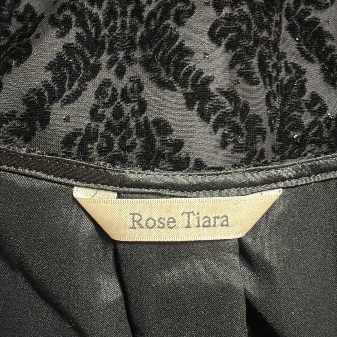 美品♩Rose tiara 46 黒透し柄　七分袖ワンピース　チェニック
