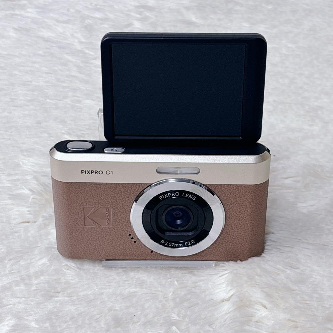 【極美品】 簡単自撮り☆KODAKコダックPIXPRO C1 ブラウンカメラ女子