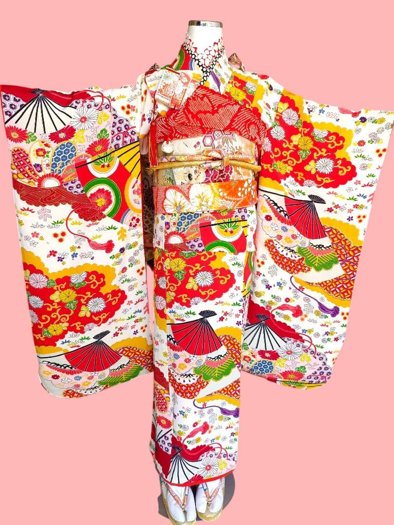 専用☆アンティークカラフル着物に作り帯セット☆七五三　７歳　女の子