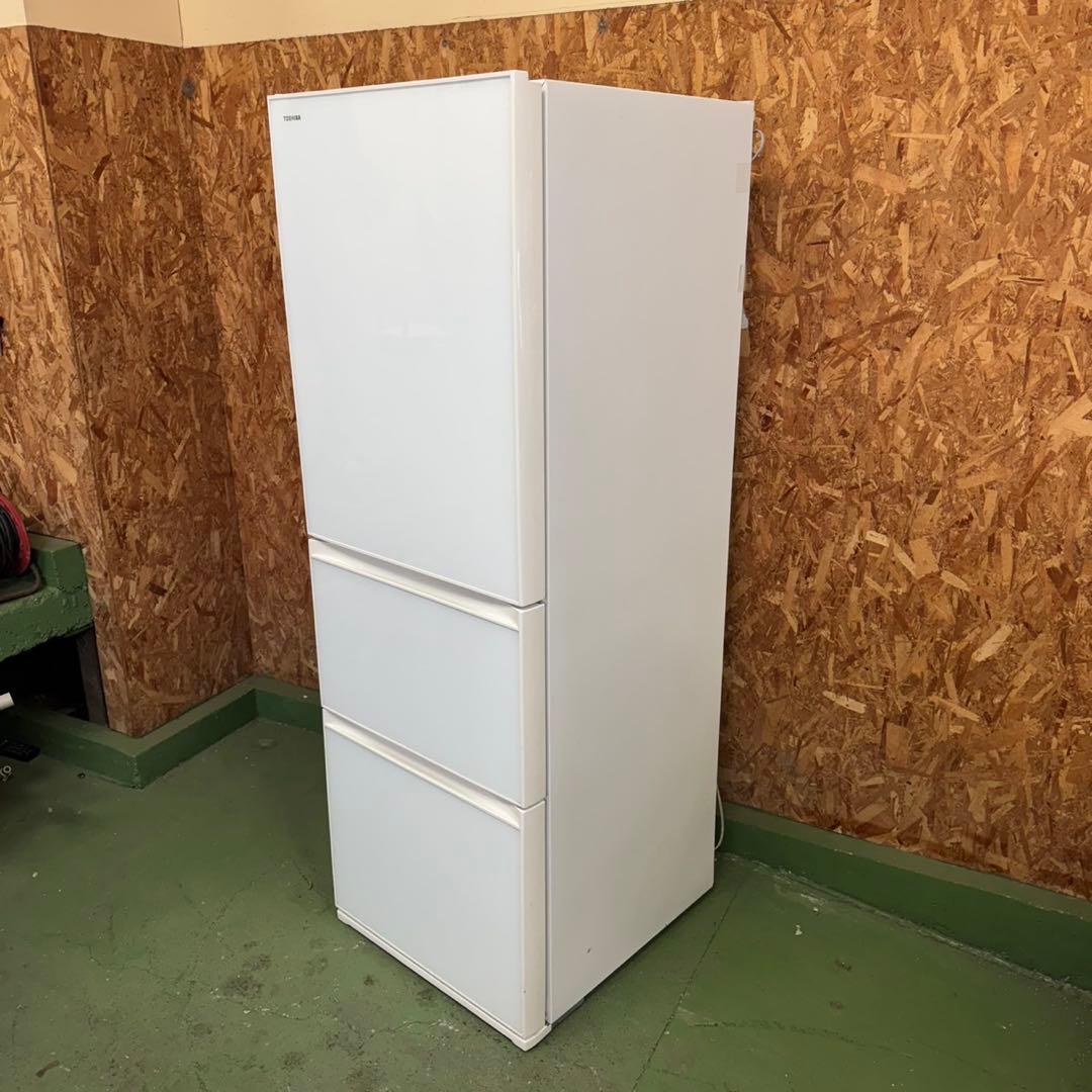 313 東芝　大型冷蔵庫　300L強　小型　家庭用　自動製氷　ガラスパネル