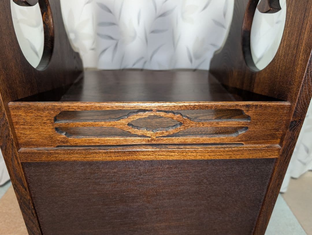 天然木　電話台　小物収納 　ヘッドサイドテーブル　引出