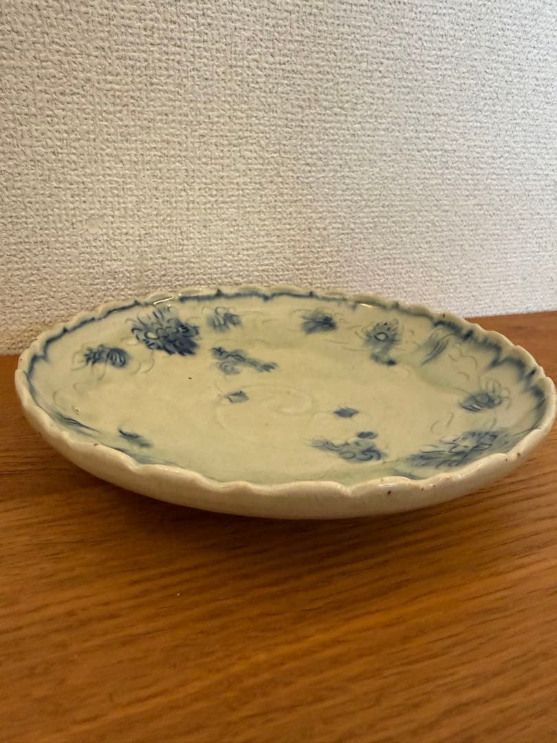 イムサエム 染付 安南手 輪花皿 プレート　　 6寸 作家物 うつわ