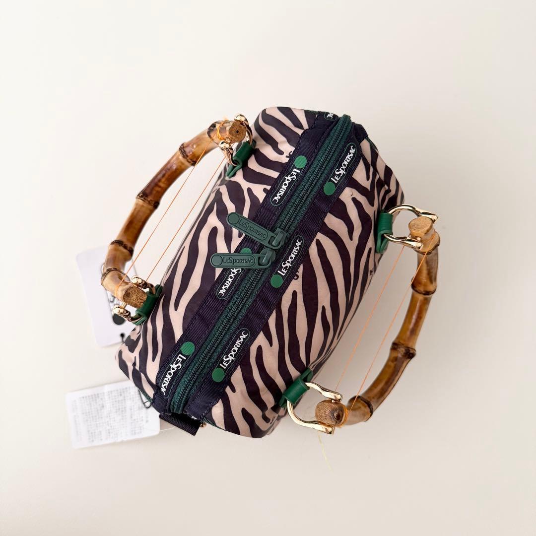 新品タグ付 【レスポートサック】バンブーハンドル 2way ミニボストン ゼブラ