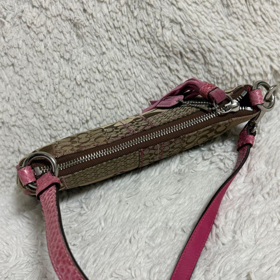 COACH コーチ アクセサリーポーチ シグネチャー ピンク ワンショルダー