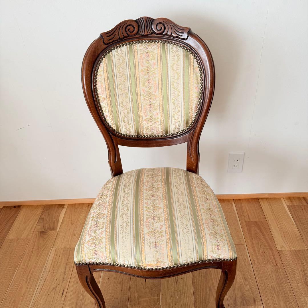 イタリア ダイニング アンティーク 木製チェア 猫足 象嵌 ロココ ヨーロッパ