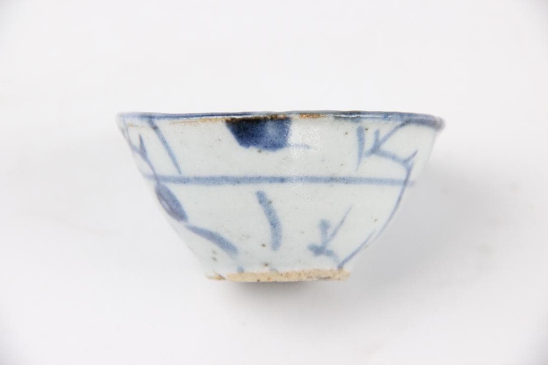 中国 安南 清時代 唐草紋樣青華染付 碗 盃　まとめ売6点 EY11-12