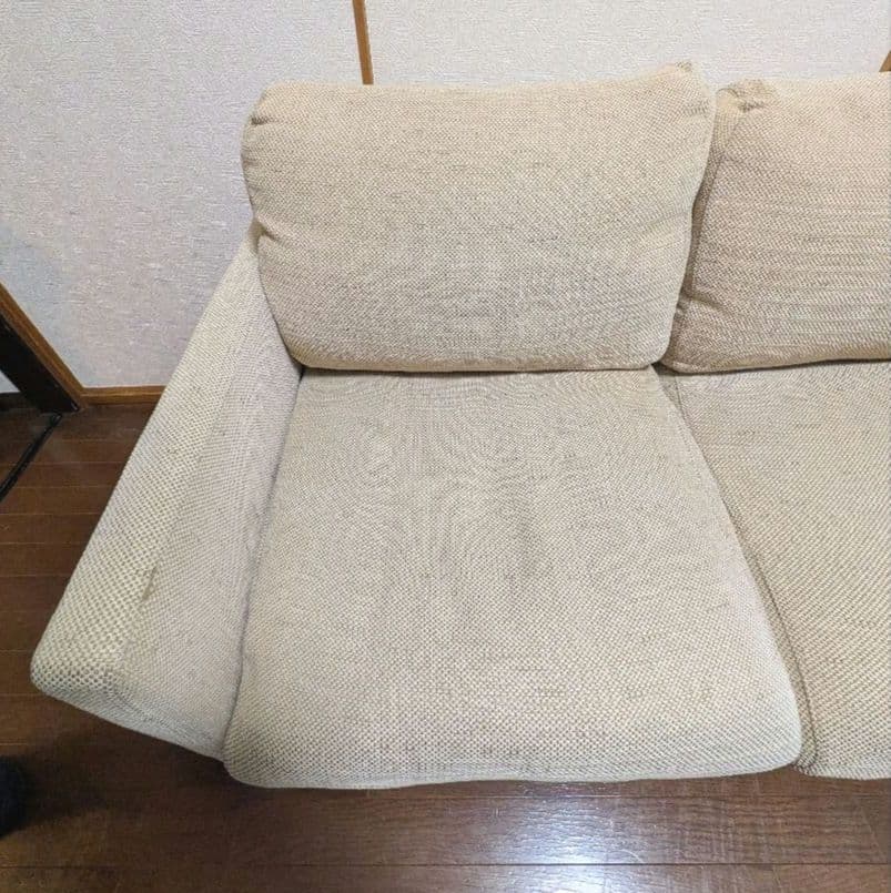 無印良品 スリムアームソファ 2.5シーター 羽根×ポケコ