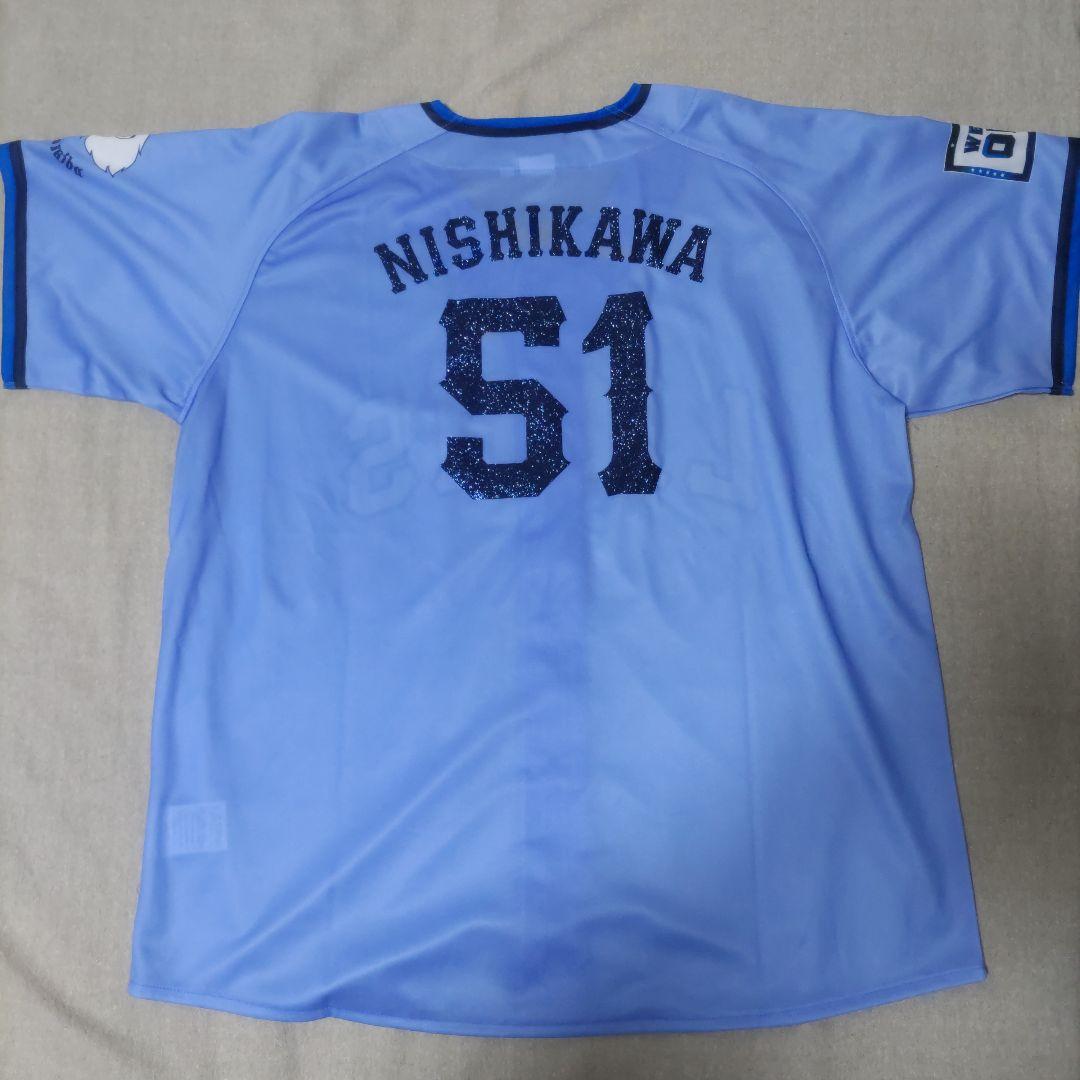 西武ライオンズ.西川愛也.ユニフォーム(サマーブルー.ラメ.Lサイズ).