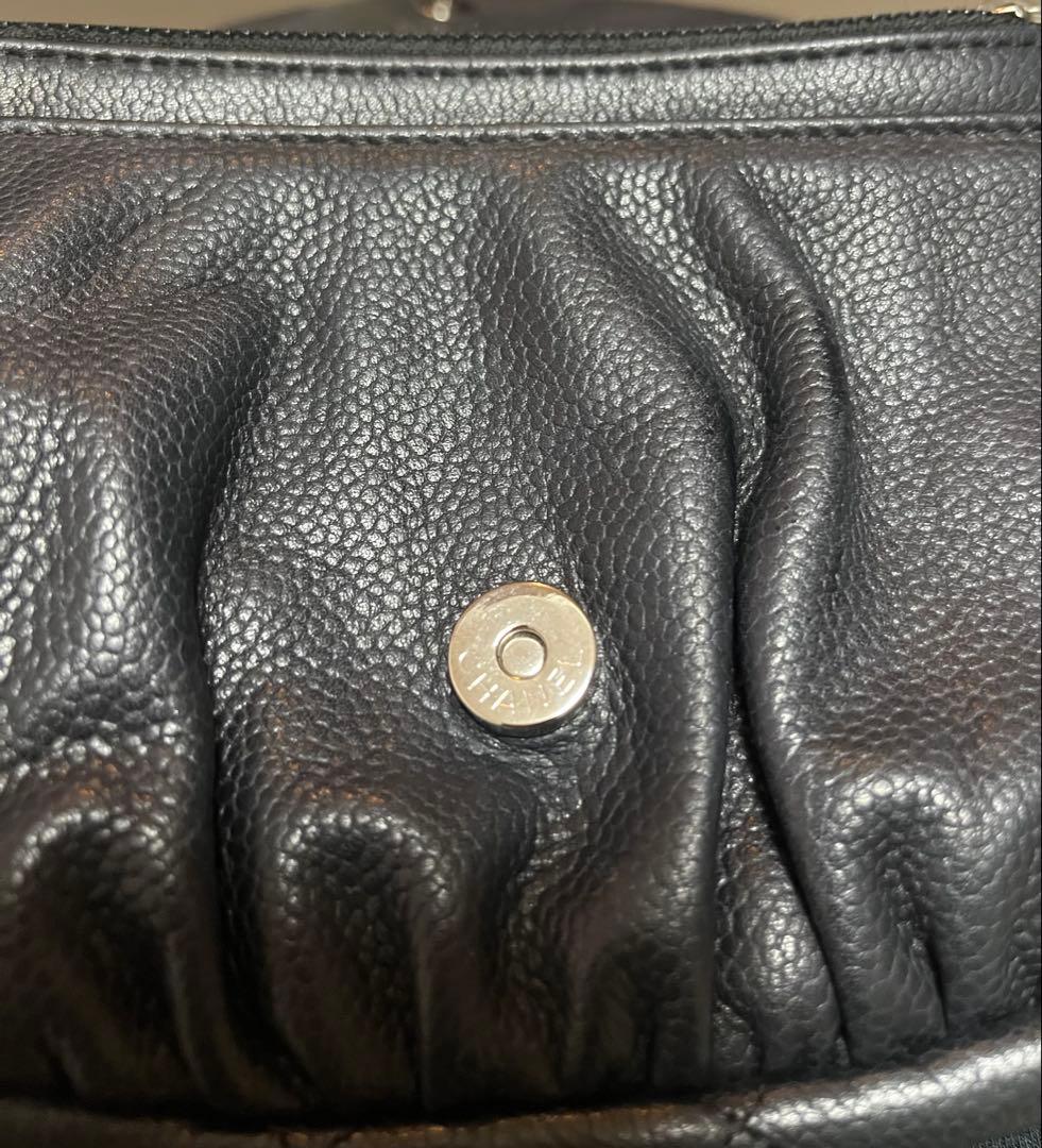 美品　シャネル ハーフムーンショルダーバッグ　チェーンウォレット キャビアスキン