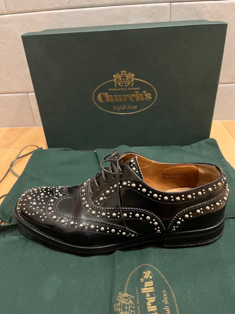 美品 Church's バーウッド スタッズ ブラック 35.5 約22.5㎝
