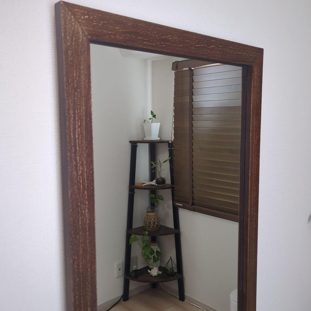 アンティークジャンボミラー全身鏡 立てかけタイプ ブラウン