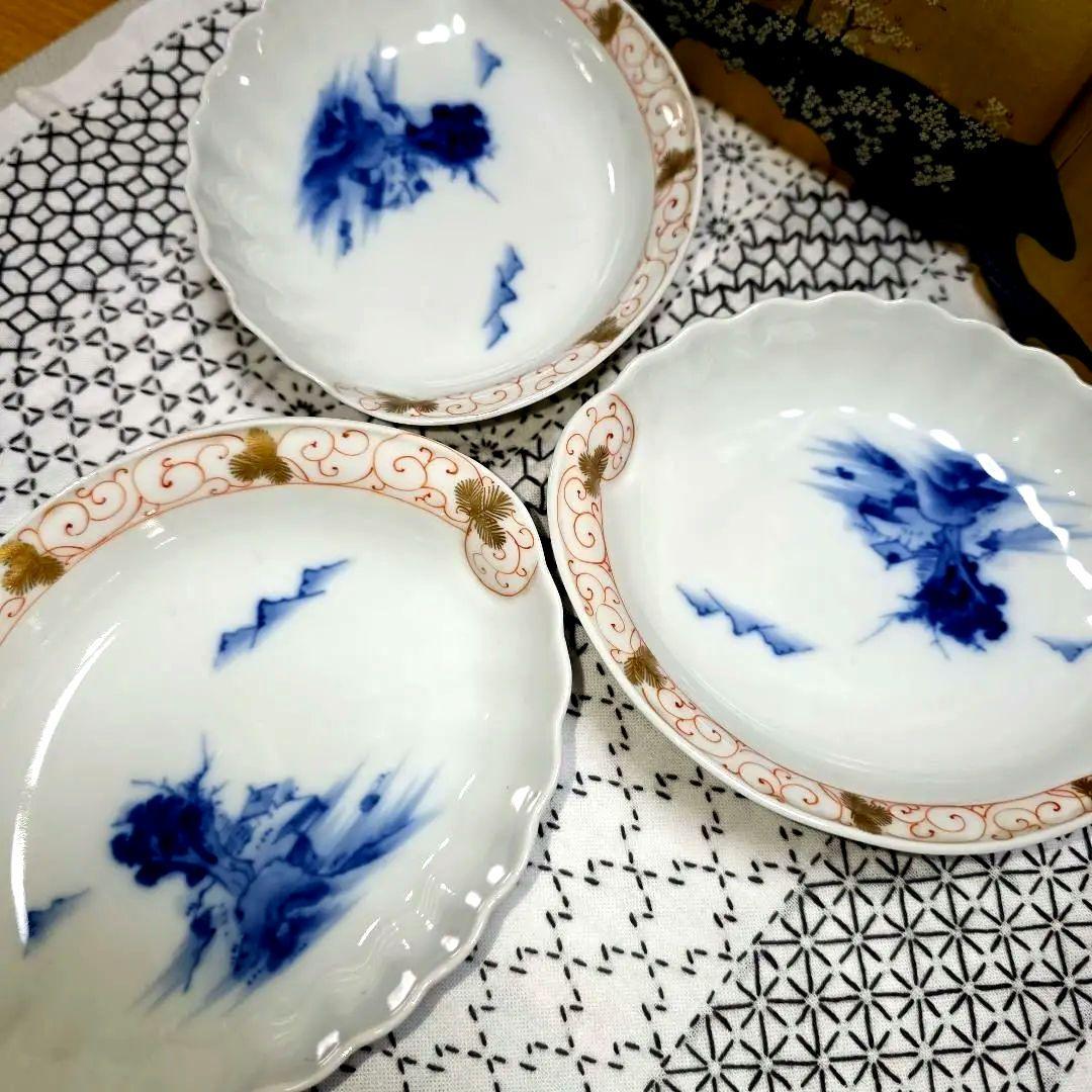 源六焼　富永源六　鮑型/アワビ　銘々皿　3枚　三つト印