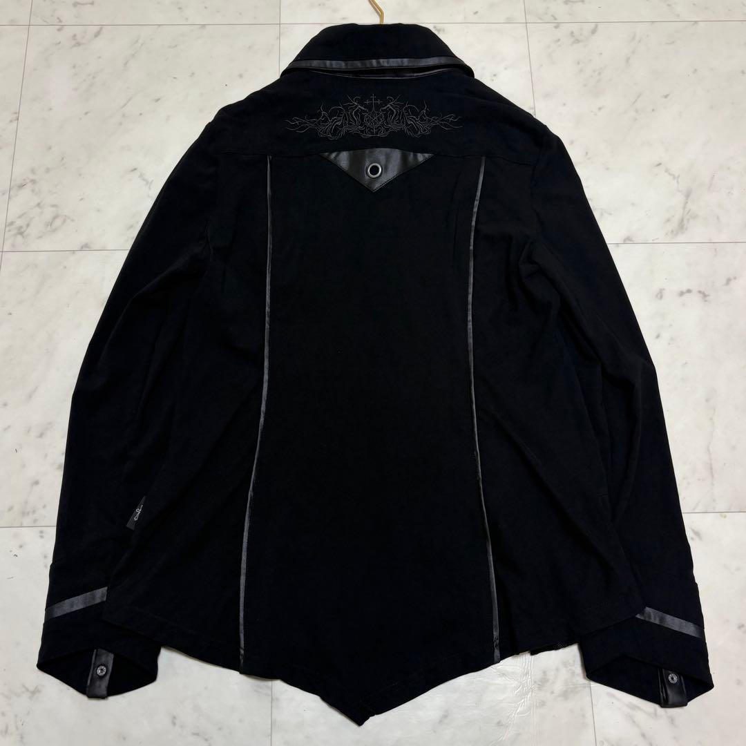 美品 オッズクローチェ 刺繍 スタッズ シャツ 十字架ボタン ゴシック y2k