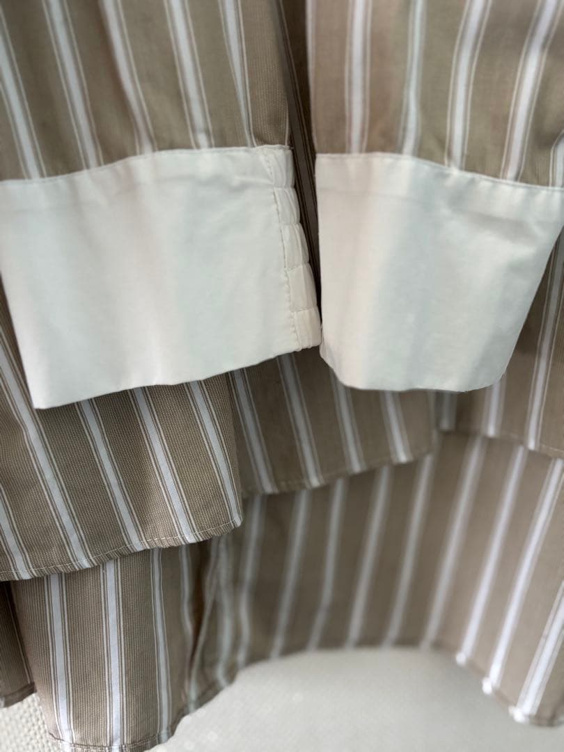 ourシワになりにくい播州織フレアブラウス　ベージュ