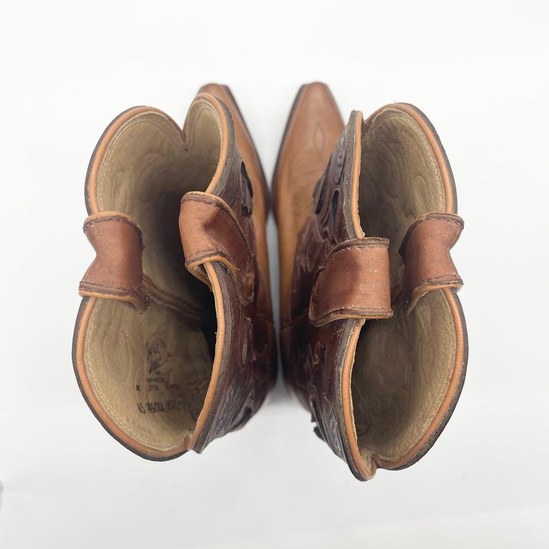 【良品】Tony Lama トニーラマ ウエスタンブーツ 刺繍 レザー ブラウン