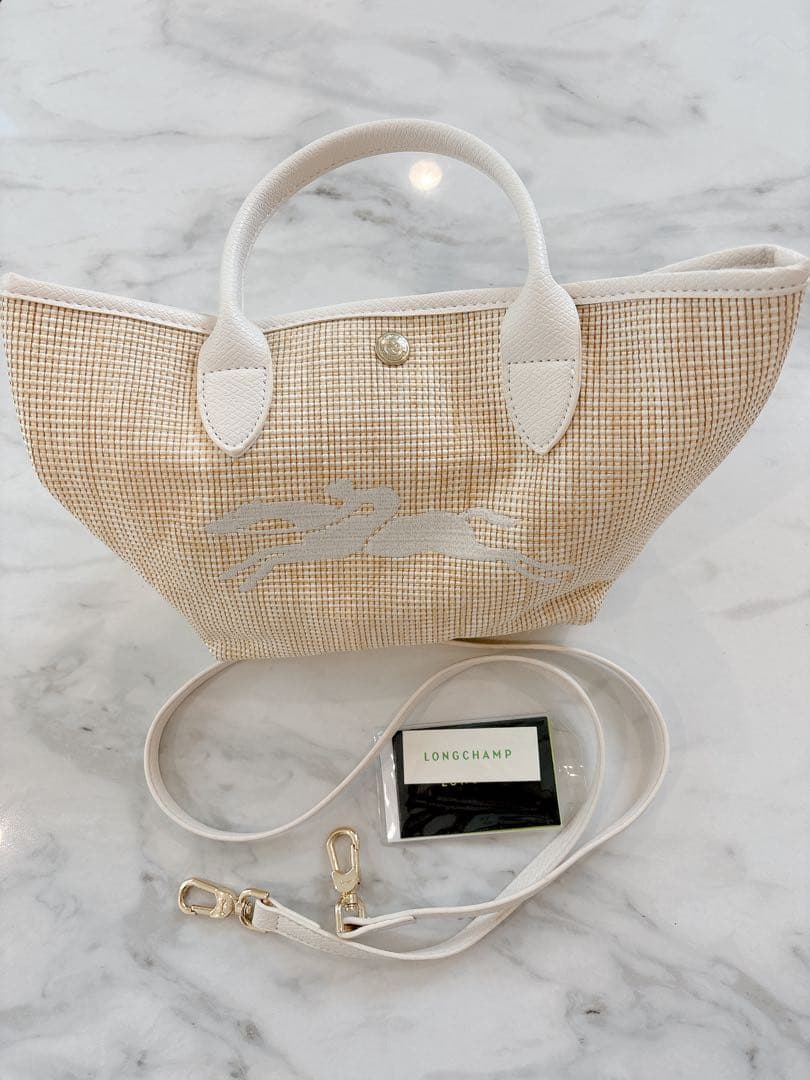 【美品】ロンシャン プリアージュ・サントロペ ミニかごバッグ ホワイト