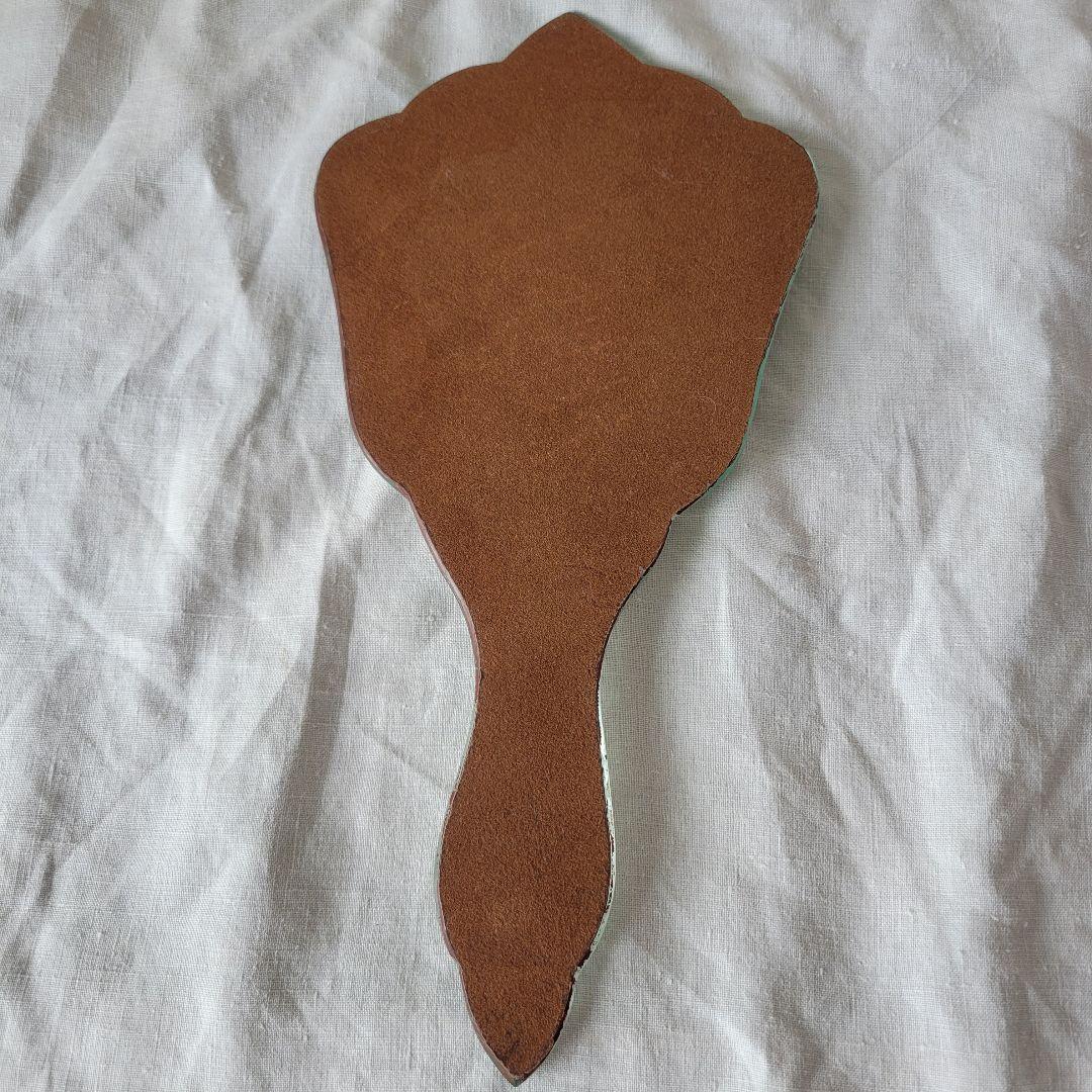 フランス　アンティーク　ハンドミラー　ガラストレイ　A