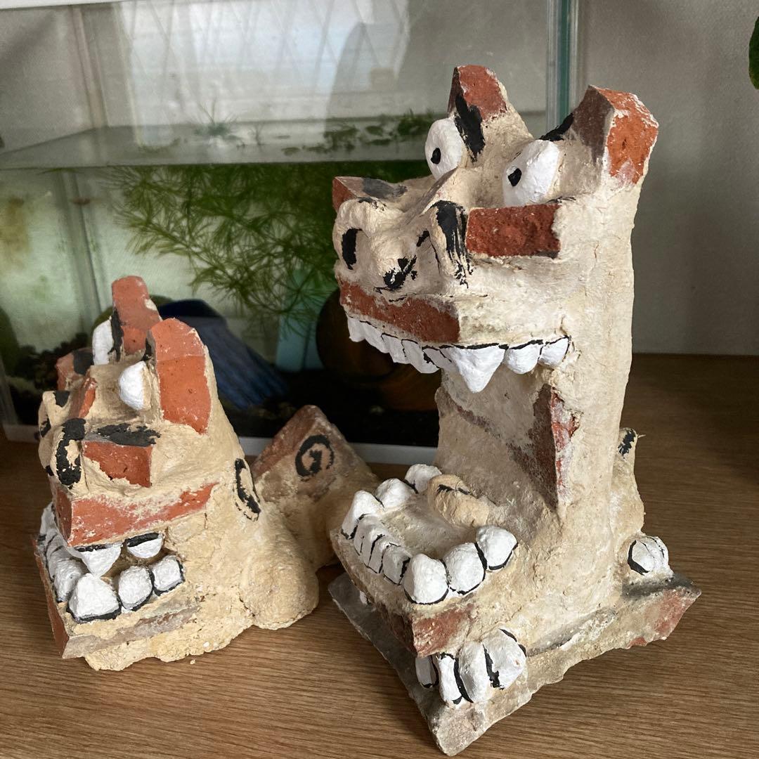 シーサー 陶器置物セット 大小