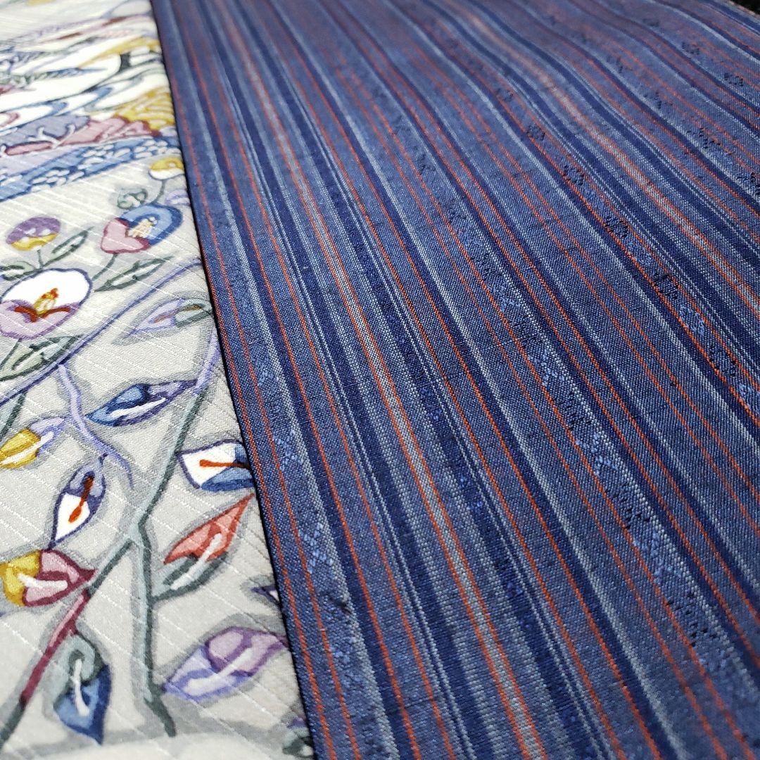 半幅帯 正絹 リバーシブル 紅型 丹後ちりめん 正絹紬