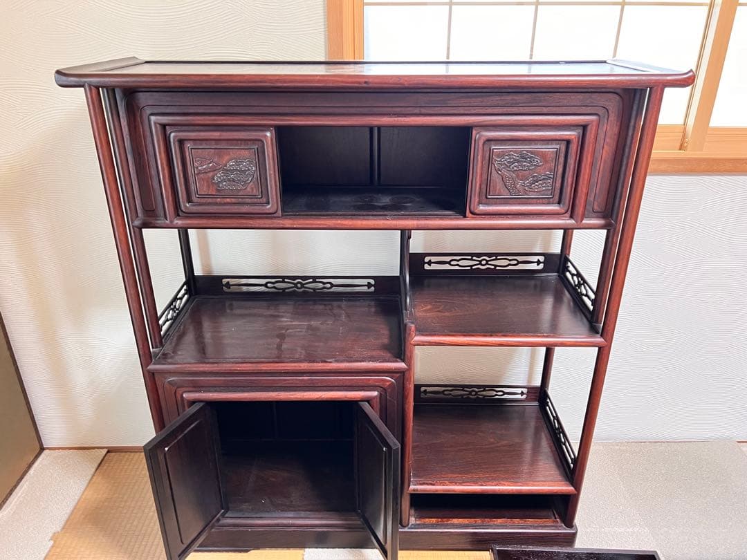 唐木家具 【美品】茶箪笥 ヴィンテージ　飾り棚 アンティーク家具　和家具