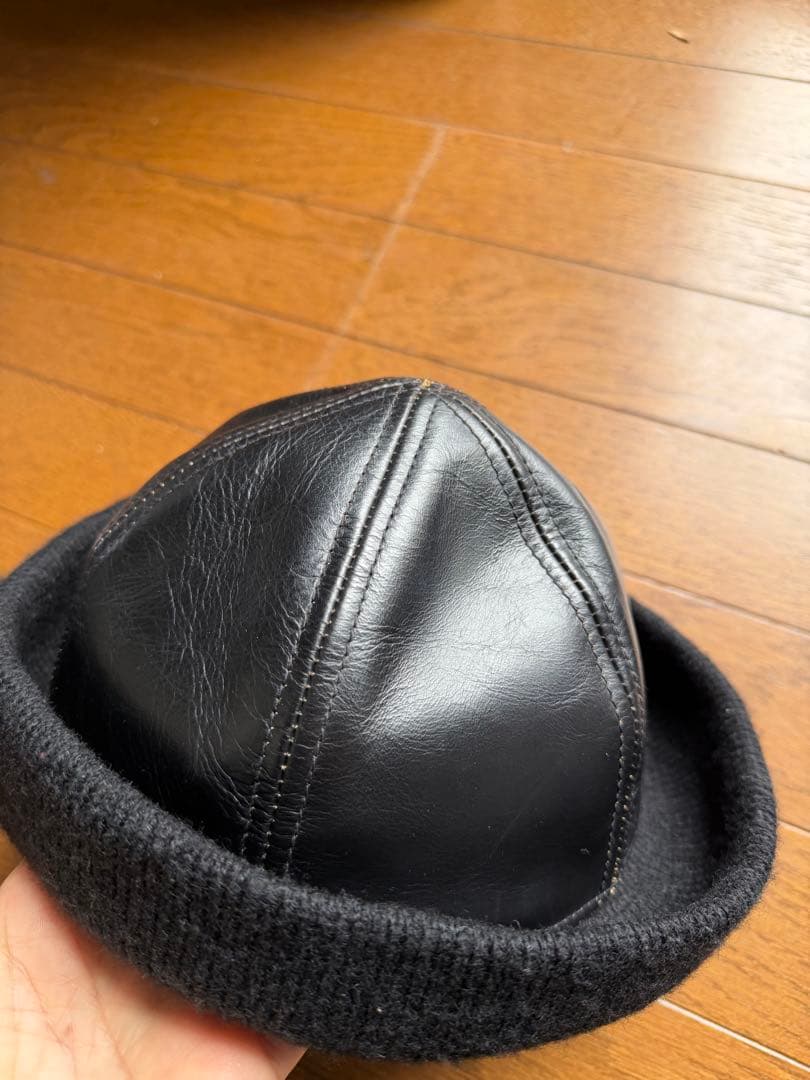 ミスターファットマン レザー フィッシャーマンキャップ ブラック