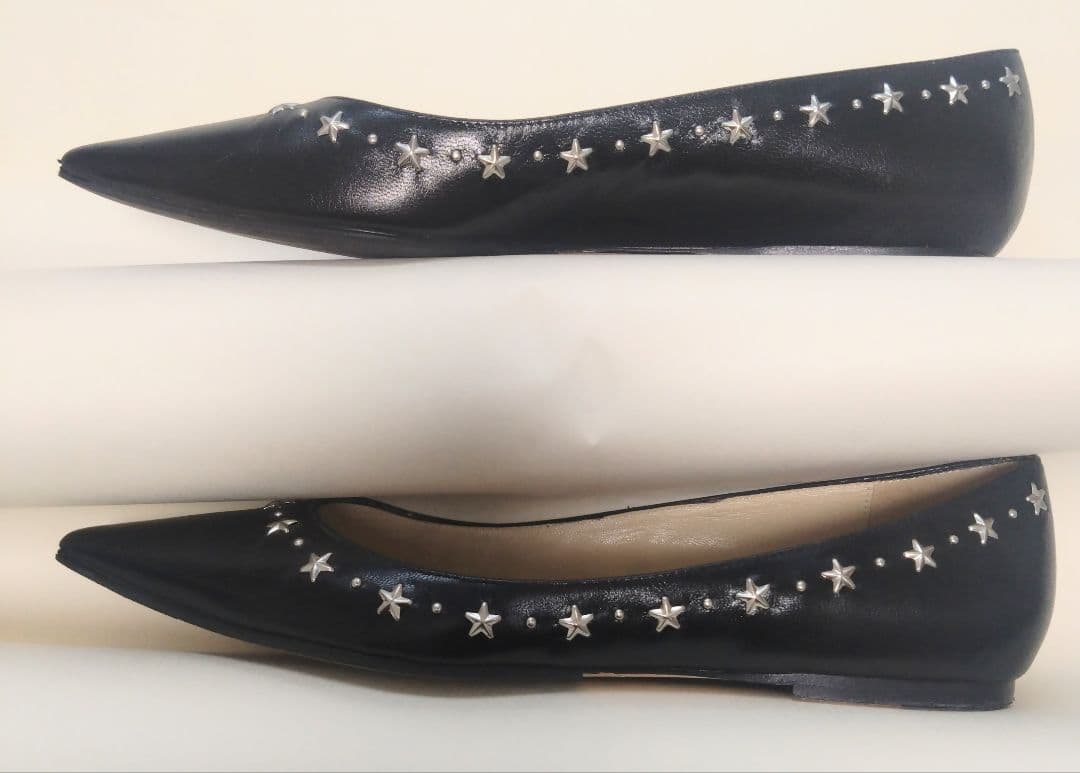 【Jimmy Choo】スタースタッズ フラットシューズ ブラック 38＊箱付き