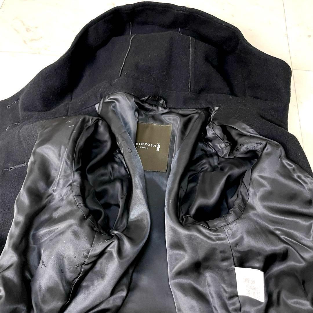 【美品】マッキントッシュロンドン ソフトウールモッサフーデットコート M 黒