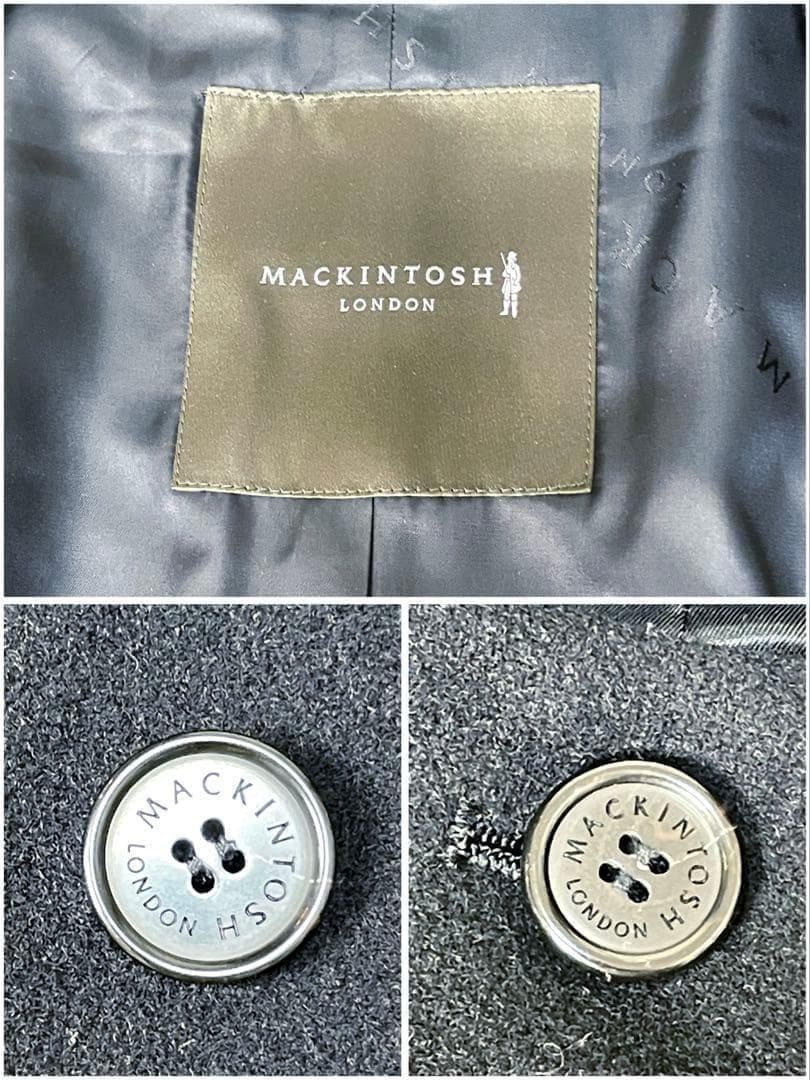 【美品】マッキントッシュロンドン ソフトウールモッサフーデットコート M 黒