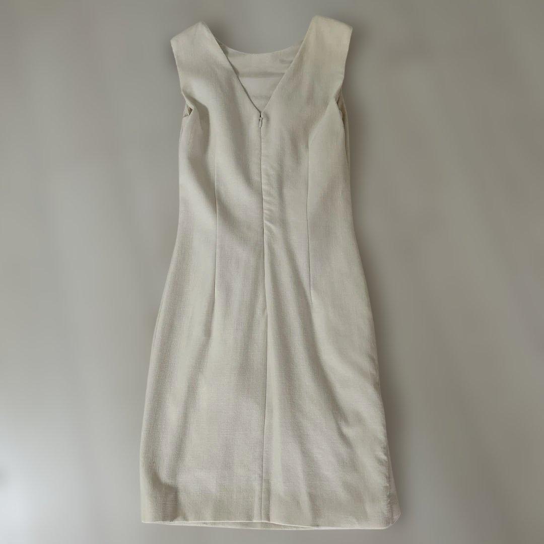 エミリオプッチ　フリルノースリーブひざ丈ワンピース　オフホワイト34 冬Xmas