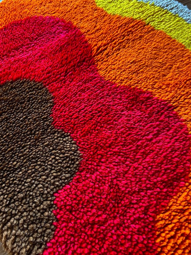 vintage スペースエイジ　フラワーラグ