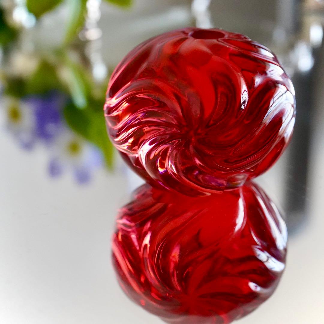 可愛いオールドバカラBACCARATローザス燭台★レッド★キャンドルスタンド★A