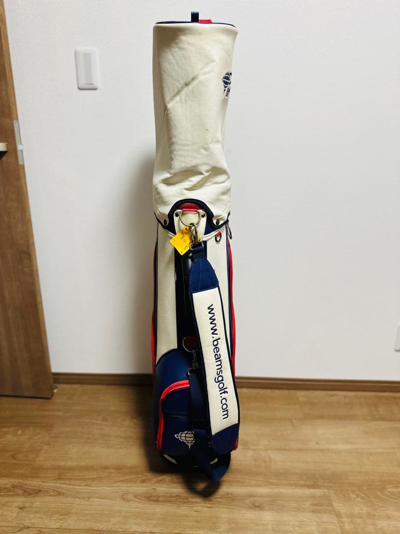 BEAMS GOLF キャディバッグ ホワイト/ネイビー/レッド