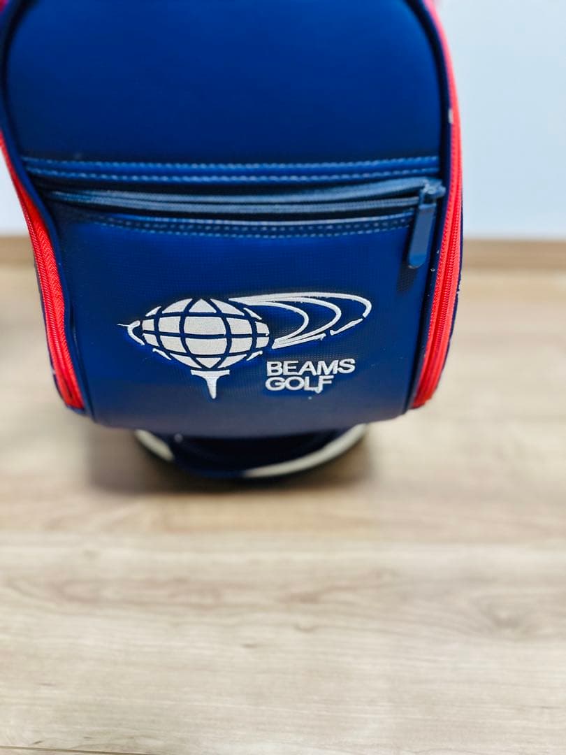 BEAMS GOLF キャディバッグ ホワイト/ネイビー/レッド