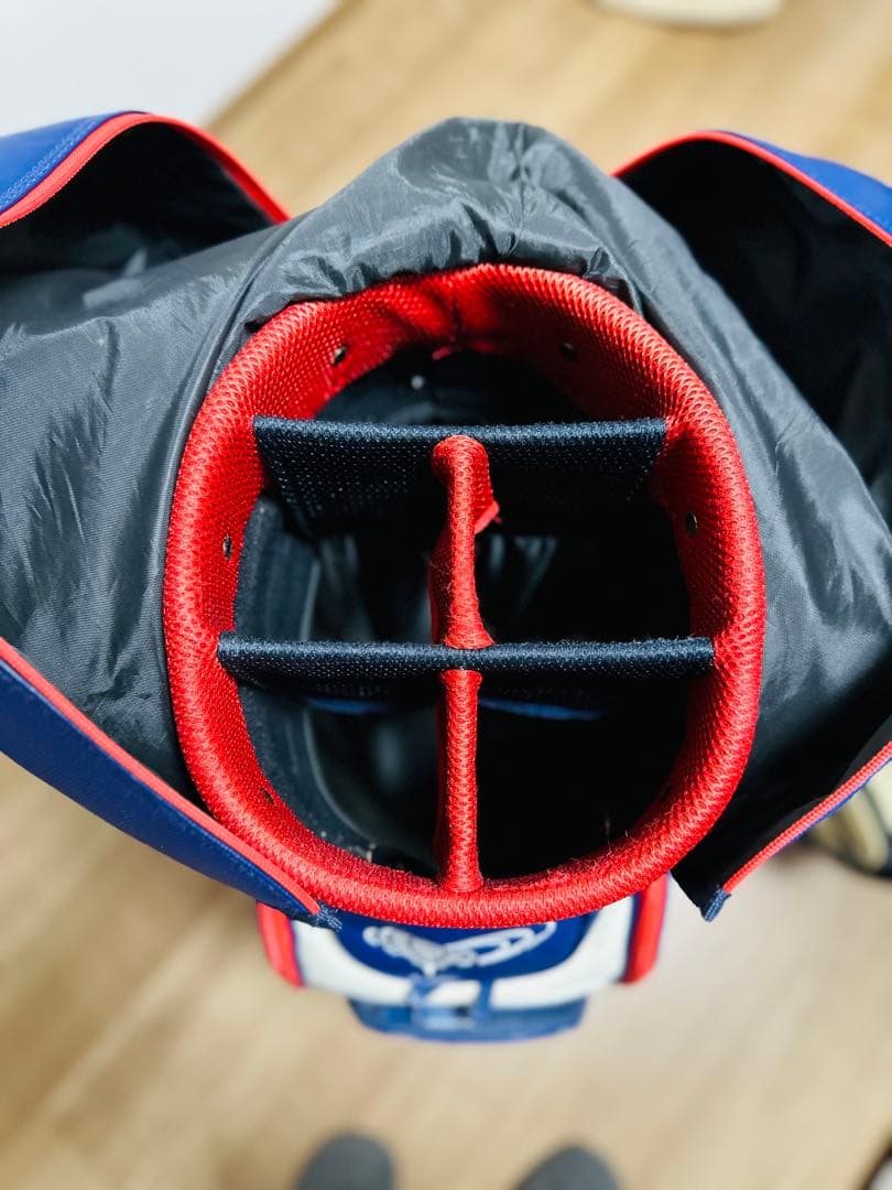 BEAMS GOLF キャディバッグ ホワイト/ネイビー/レッド