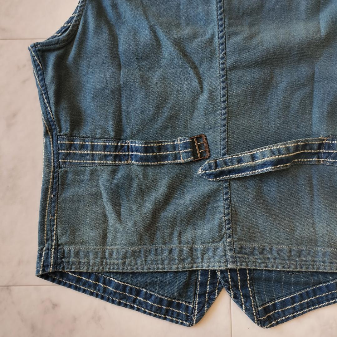 RRL ウォバッシュベスト S ストライプ インディゴツイル ワークベスト ジレ