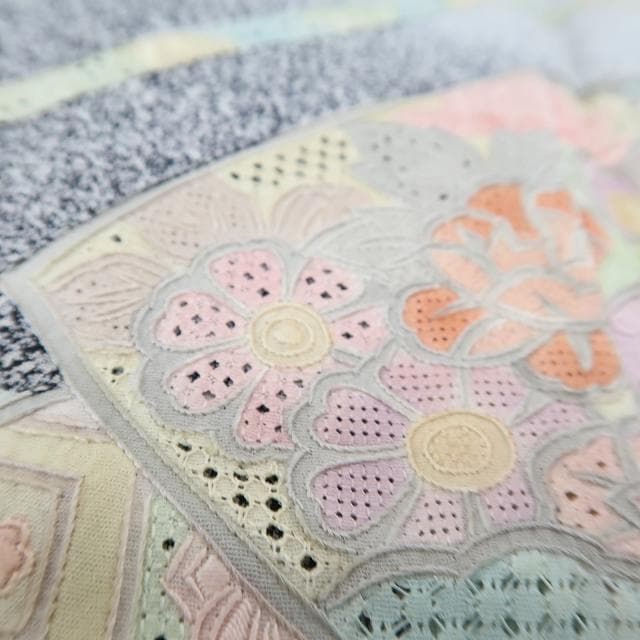 蘇州刺繡 正絹 着物“シックな幻想に優雅に映える花扇☆”訪問着 R-45