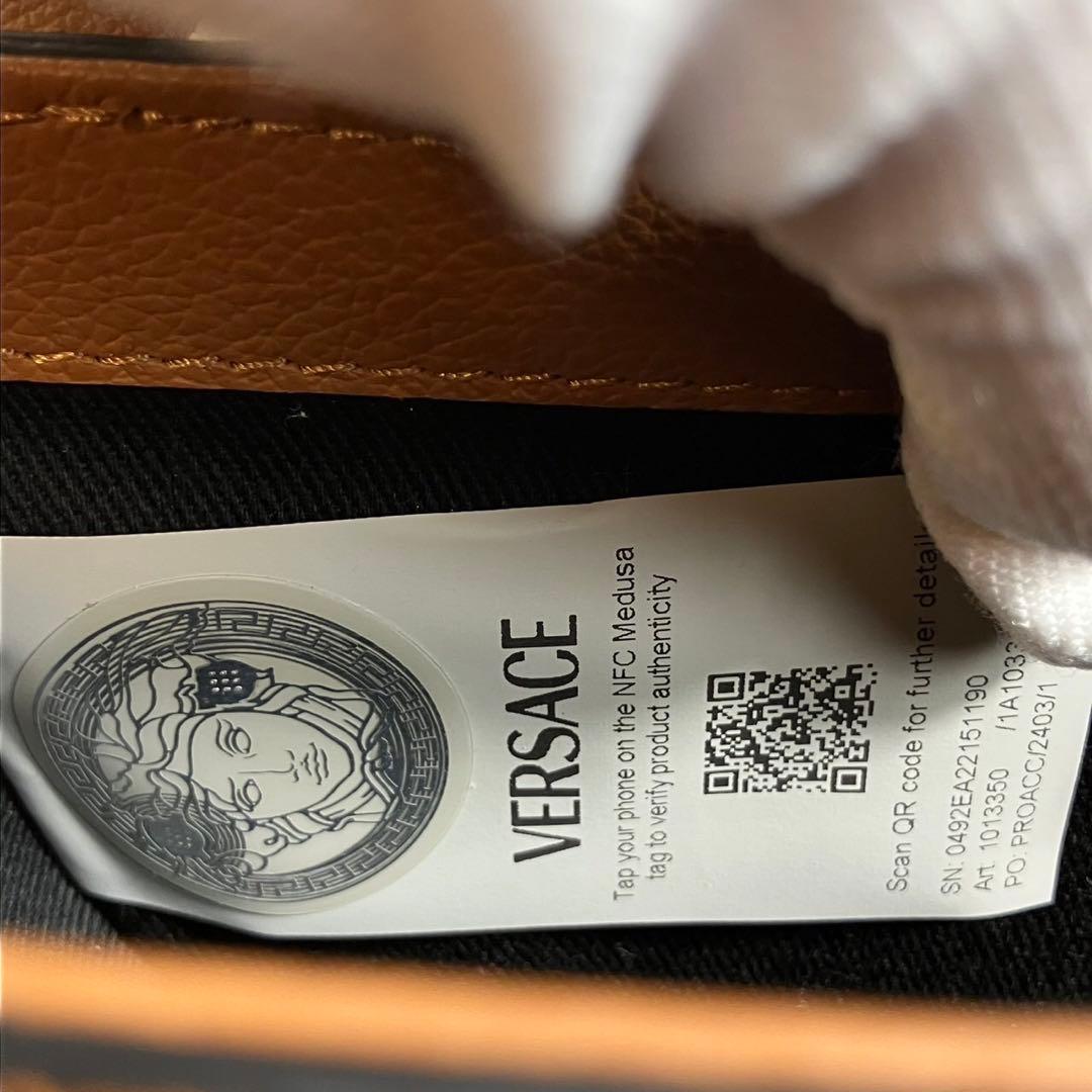 VERSACE ヴェルサーチ　メデューサ　ショルダーバッグ ラフィア　レザー