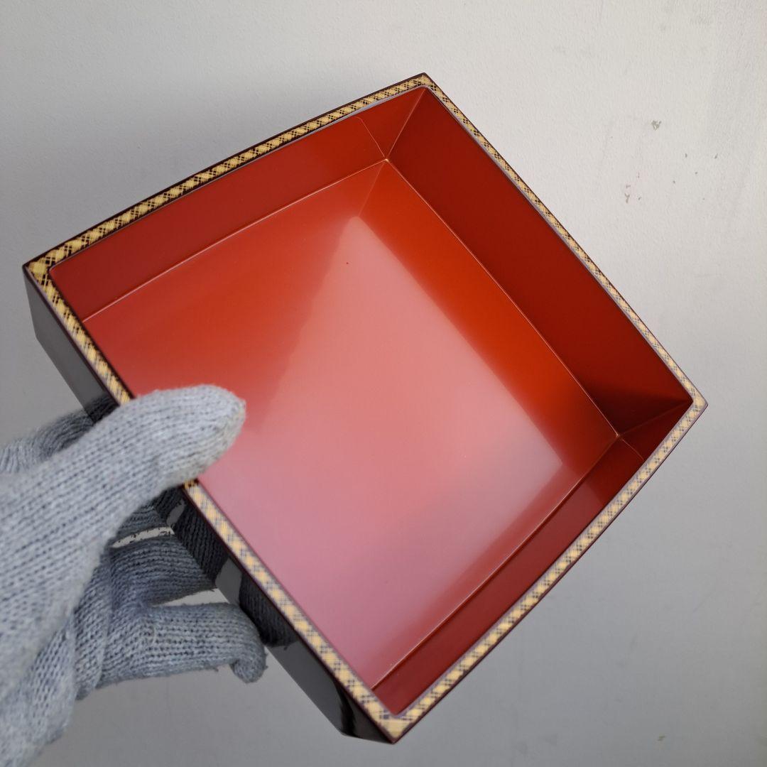 【輪島塗　6.5寸3段重箱】布着本堅地　溜塗/胴張り　未使用品